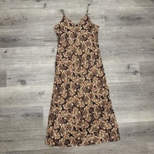 Nili Lotan Target Satin Paisely Print Slip Dress Brown Small Dainty Boho