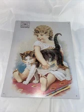 James Pyle's Pearline Washing Compound Laundry Soap 1980s Tin Sign 11x14 Cat