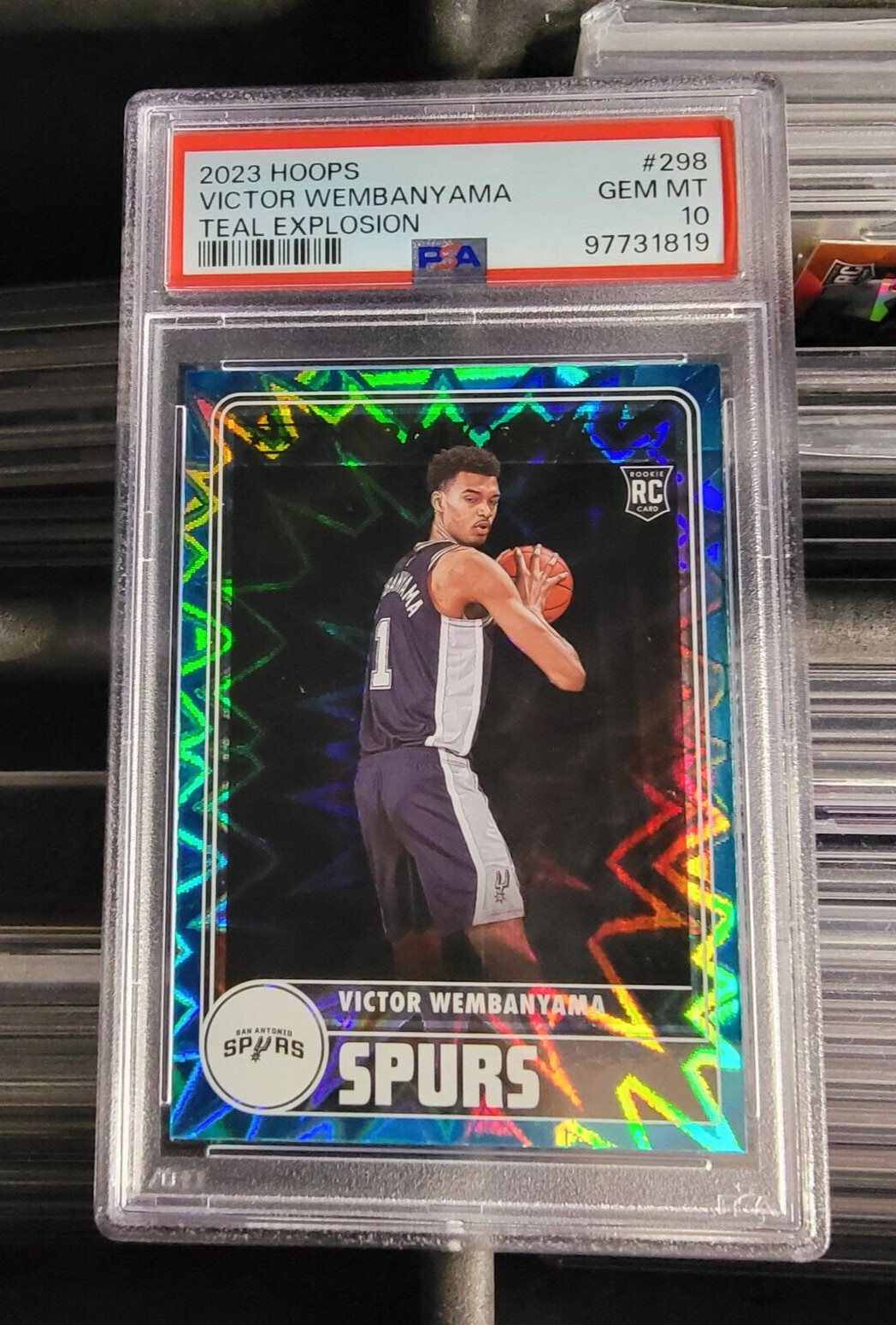 2023 Victor Wembanyama Rookie NBA Hoops #298 Teal Explosion PSA 10 Gem Mint