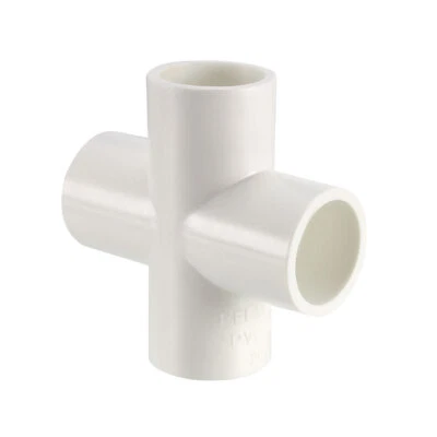 UXCELL 6Pcs PVC Pipe Fitting 4 Way Cross 20mm Socket PVC Furniture Fittings White