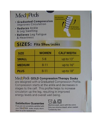6 pair socks WOMEN SMALL Knee High Mild Compression Gold MediPeds 1510