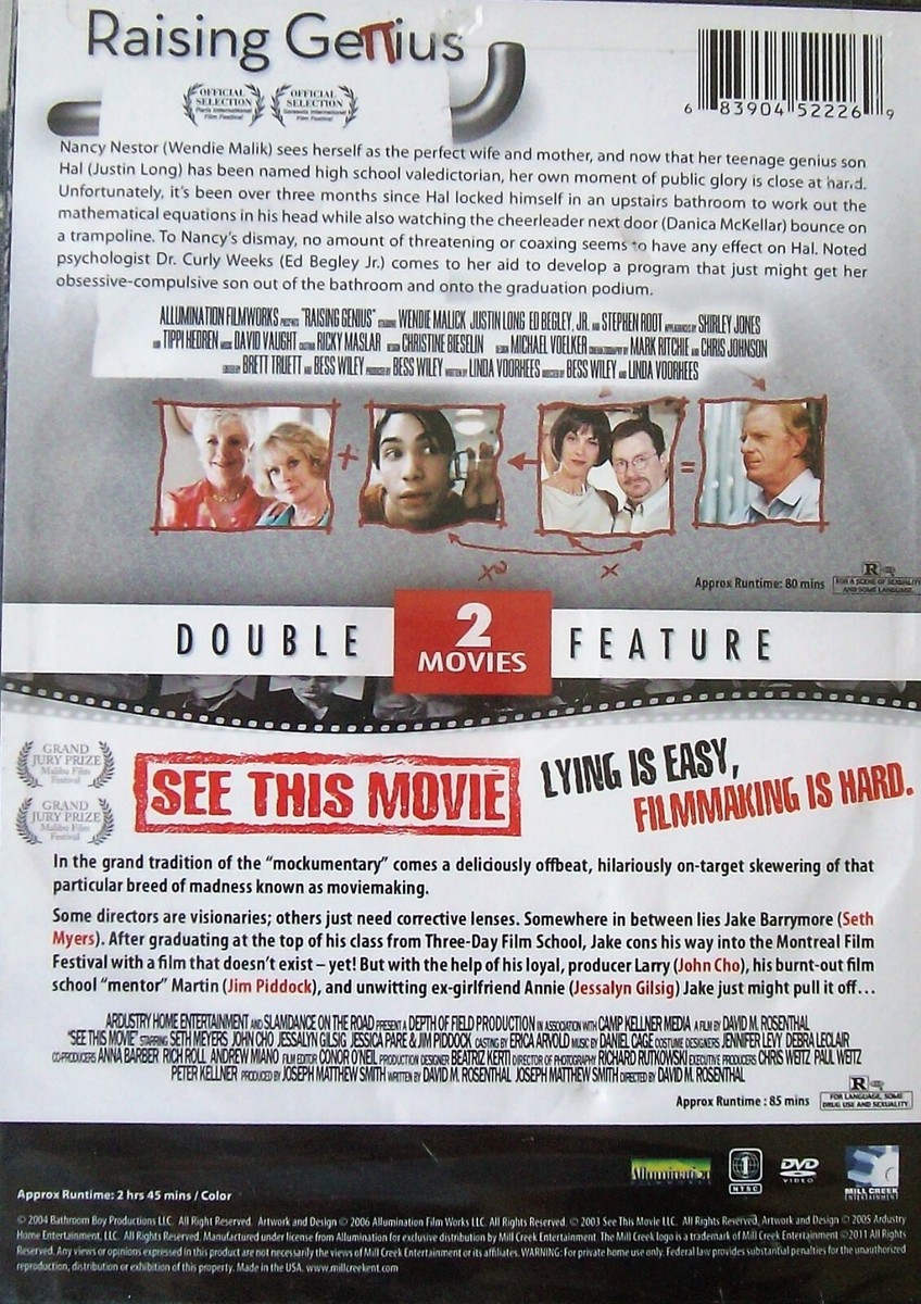 Raising Genius /See This Movie (DVD, 2005) Justin Long/ Seth