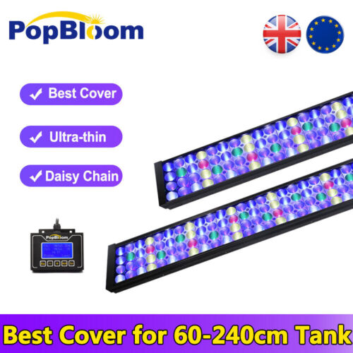 PopBloom 60-240cm Aquarium Lighting LED Full Spectrum Marine Coral Reef Tank - Picture 1 of 17