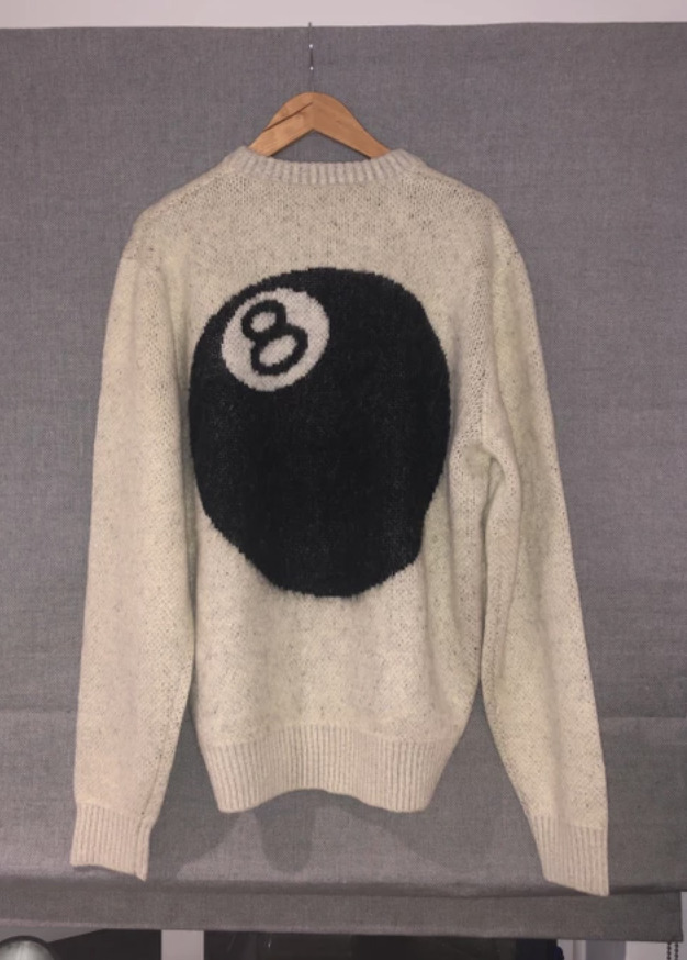 Stussy 8 BALL HEAVY BRUSHED MOHAIR SWEATER CREAM