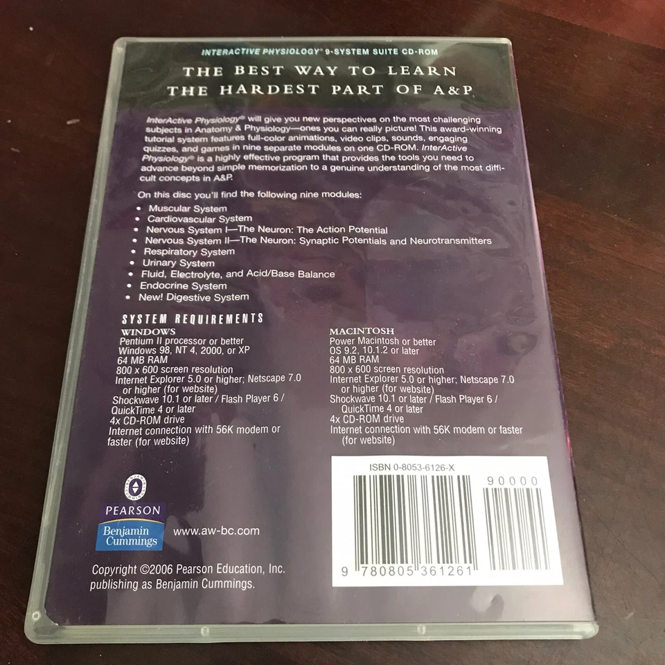 Pre-owned ~ Inter Actvie Physiology 9 - System Suite (2006, CD-Rom, Pearson Edu. - Image 2 of 2