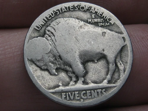 1914 D Buffalo Nickel 5 Cent Piece- Denver, Good Reverse Details