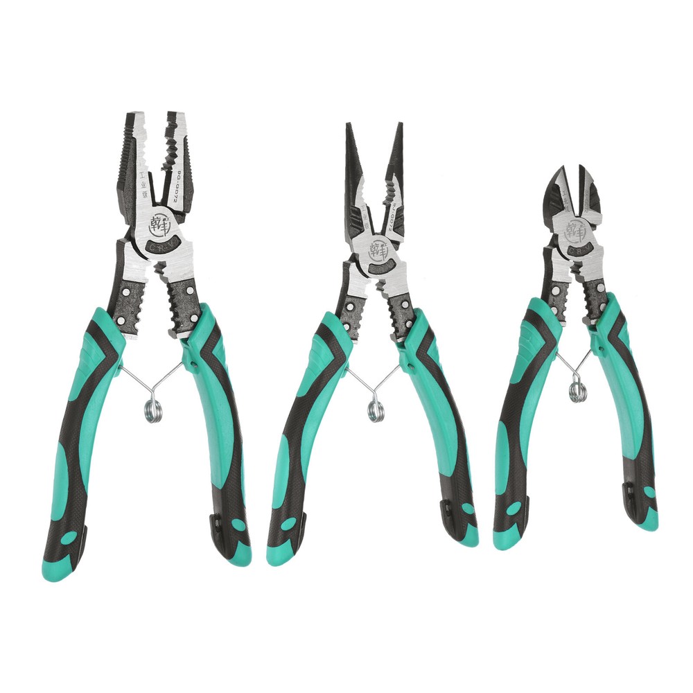 3Pcs Pliers Set with Linesman Pliers, Needle Nose Pliers, Diagonal Cutting Plier