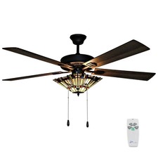 52 W Stained Glass 5 Blade Orson Craftsman Led Ceiling Fan Remote