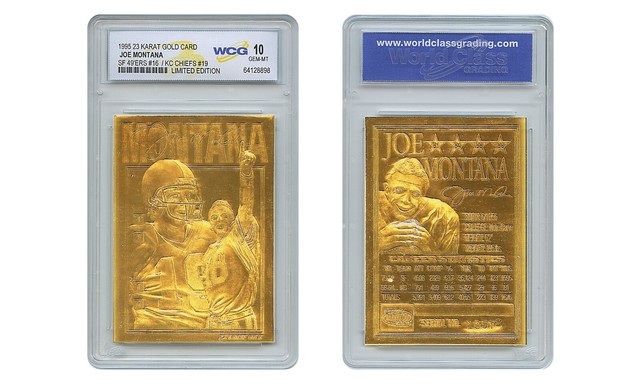 1995 Joe Montana Sf 49ers / Kc Chiefs 23K Gold Sculptured Card - Gem-mint 10
