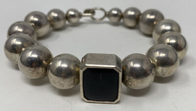 アクセサリー Vintage Silver Onxy Ball Bracelet 925 Vintage Silver Onxy Ball Bracelet 925