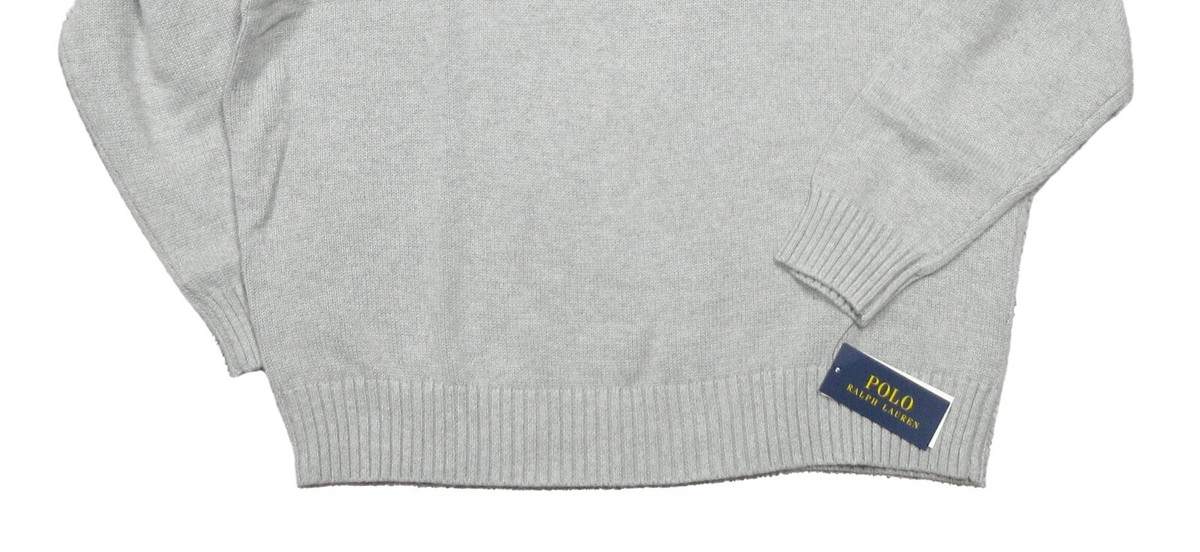 Polo Ralph Lauren Big & Tall Grey Heather Ribbed Cotton 1/2 Zip