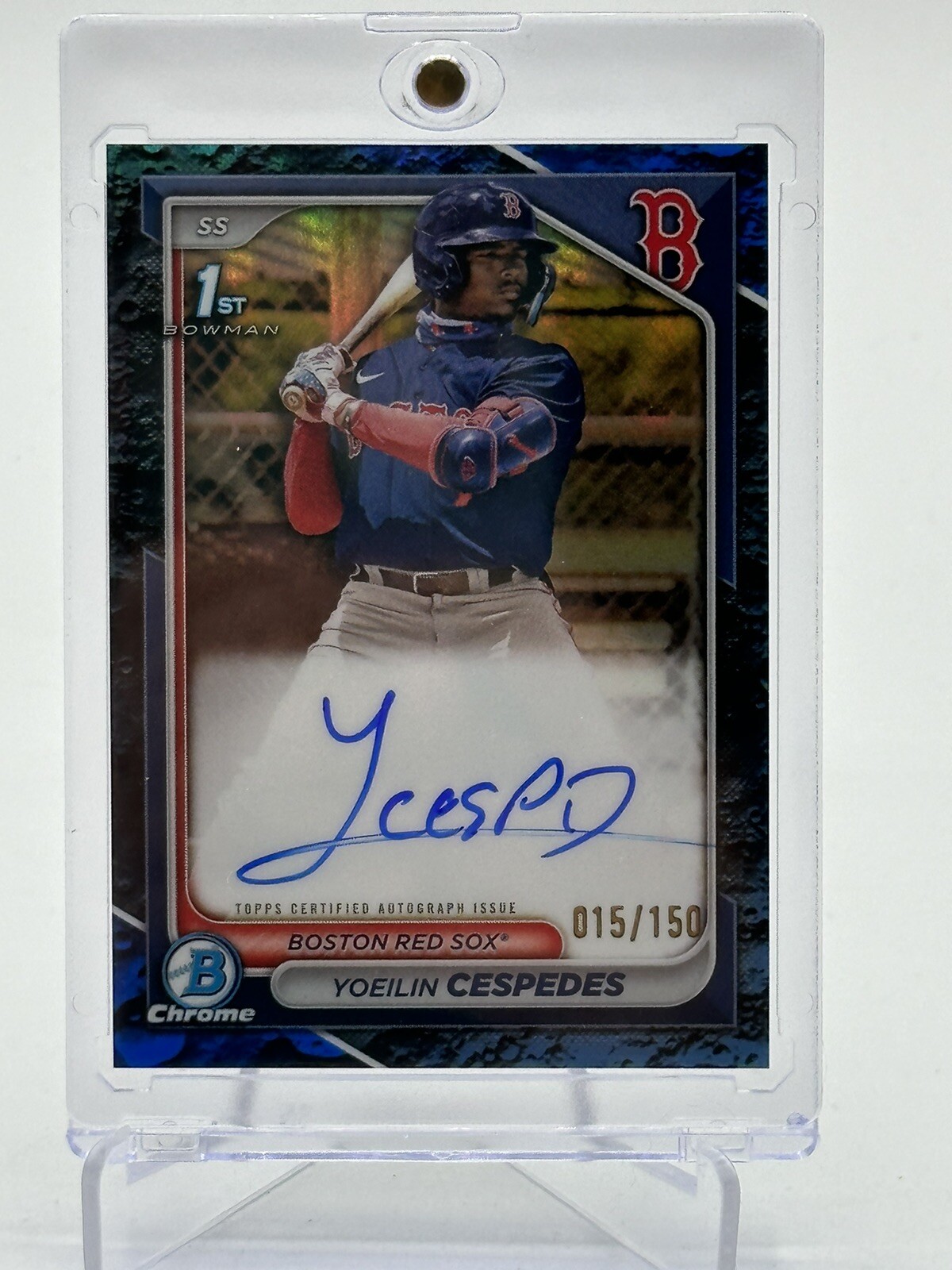 2024 Bowman Chrome Yoeilin Cespedes 1st Bowman Auto Blue Lunar Refractor /150 SP