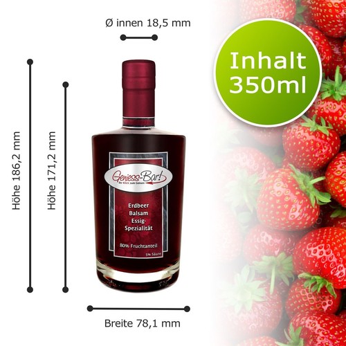 Erdbeer Balsam Essig - Spezialität 0,35L 80% Fruchtsaft vollfruchtig 5% Säure - Bild 6 von 8
