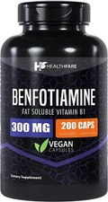 Benfotiamine 300mg 200 Veg Capsules Fat Soluble Thiamine Vitamin B1 2 Pack