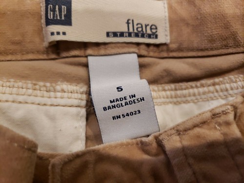 GAP Girls Flare Beige Corduroy Velvet Pants Adjustable Waist Sz 5 - Picture 6 of 7
