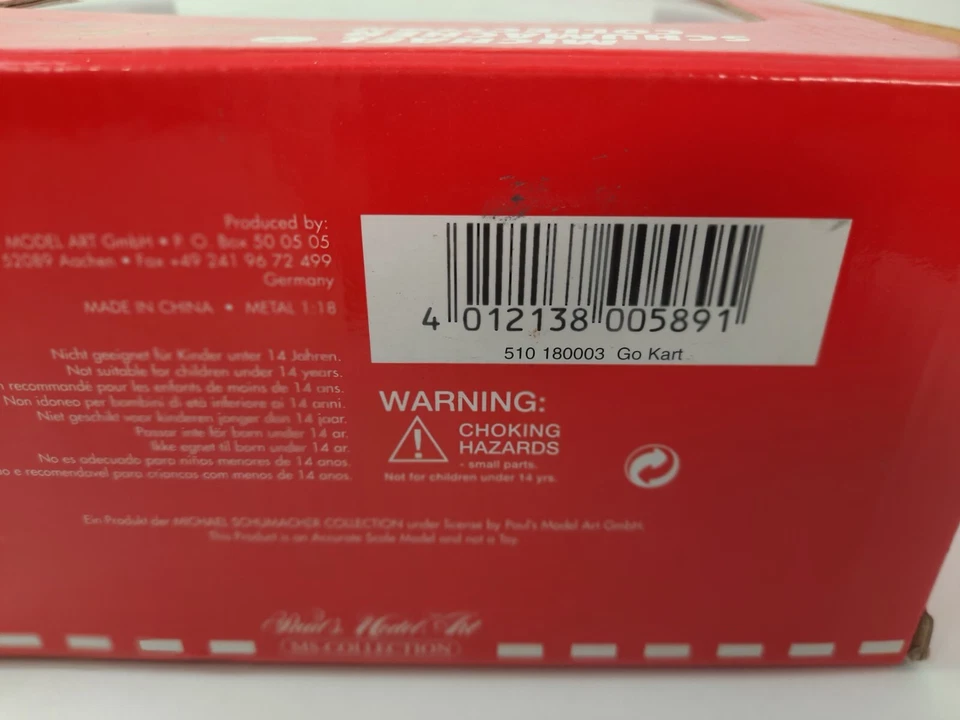 Minichamps Go Kart #1 Michel Schumacher 1996 1/18 510180003 - Immagine 3 di 3