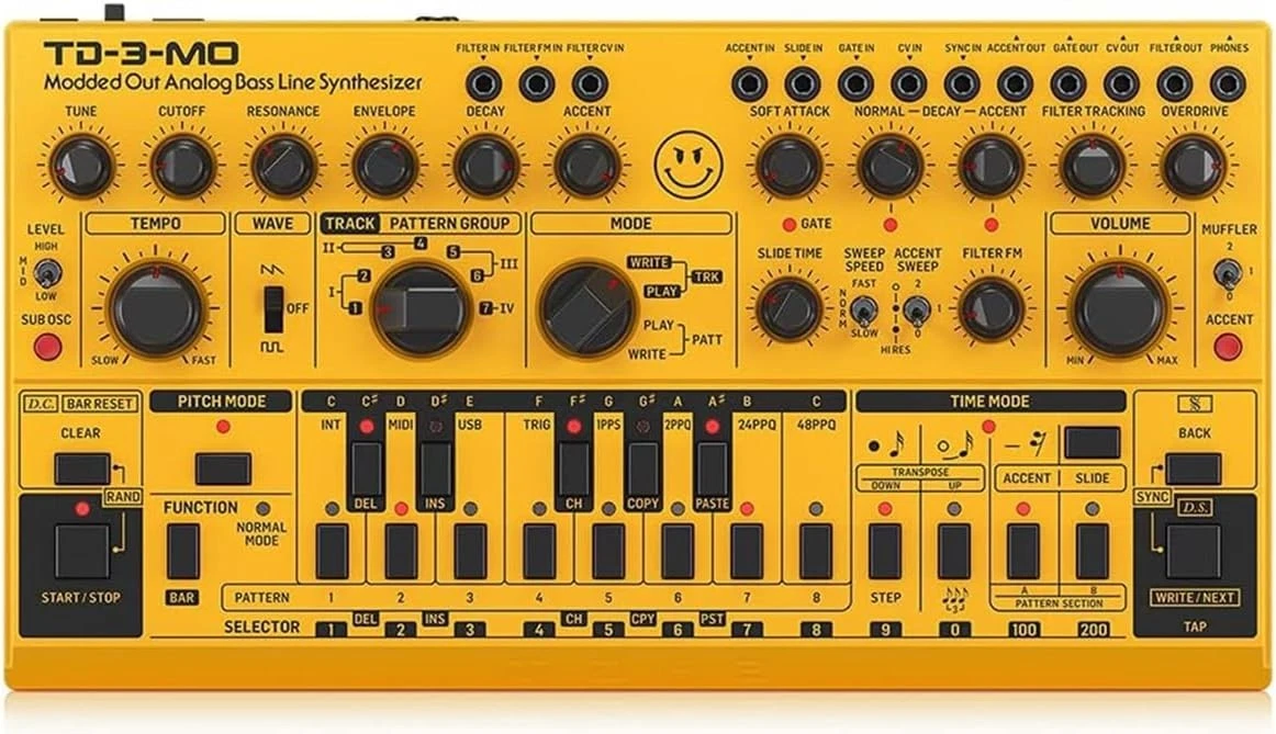 TD-3 アナログシンセサイザー イエロー Behringer TD-3-MO AM Analog Bass Line Synthesizer - Yellow for