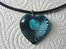 Superb Sterling Silver And Blue Murano Heart Pendant Necklace
