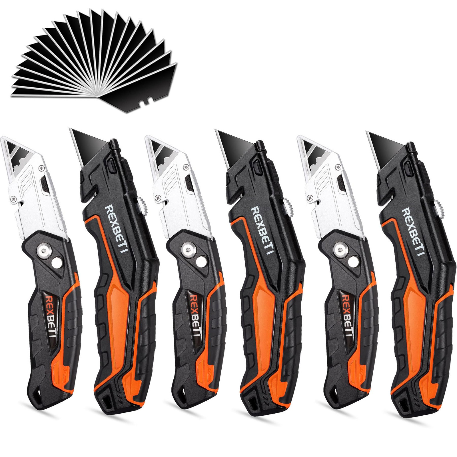 6 Pack Heavy Duty SK5 Retractable Folding Utility Knife for Cartons Boxes Cutting