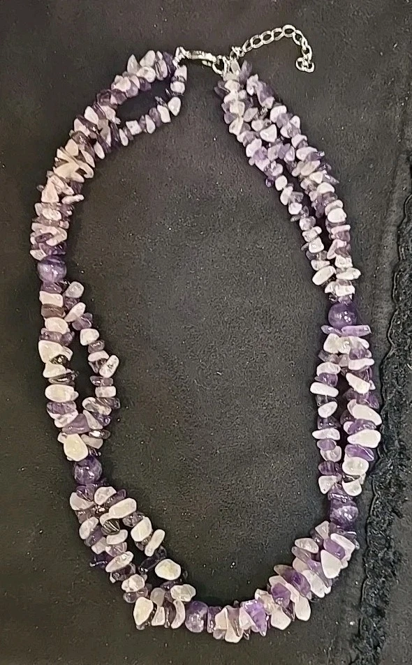 Vintage AMETHYST Gemstone Purple Necklace, Bracelet and Dangle Earrings Boxed - Изображение 3 из 4