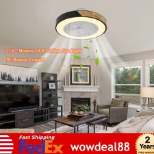 21.6" Modern Led Ceiling Fan Lights Flush Mount Light Kit With Remote Control