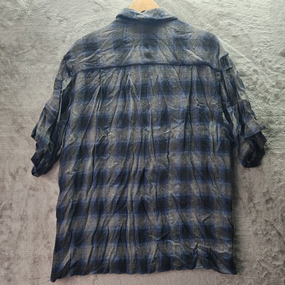 Rusty Surf Co. Camisa Vintage A Cuadros Abotonada Azul Gris Manga Corta Patinador XL Foto 2 de 4