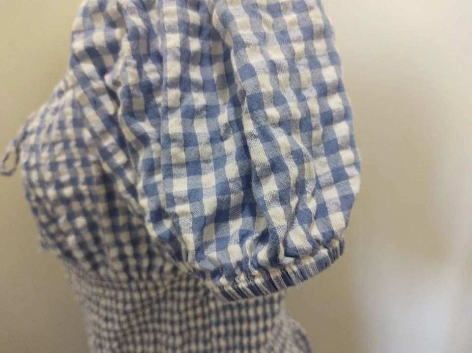 Super Cute Blue White Gingham Style Dress Size 14 Cotton - image 4 of 4