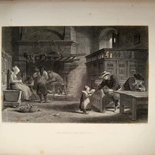 19th Century Frederick GOODALL Engraving "The Homely Meal - Brittany"