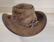 Barmah Foldaway Suede Hat Medium 1066 Brown Leather Australia Rancher Packable