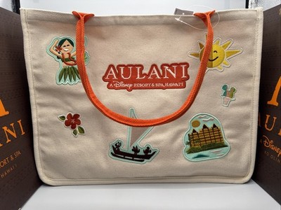 New Disney Aulani Exclusive Canvas Tote With Patches Shoulder Bag