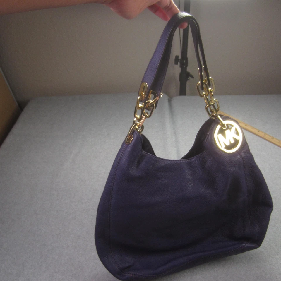 Michael Michael Kors Bag Purple Fulton Iris Hobo Pebbled Leather Shoulder Tote - Image 2 of 4