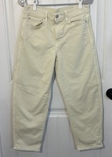 AYR The Beat Drop Jeans Womens 27 Cream Ecru Barrel Leg Organic Cotton Stretch