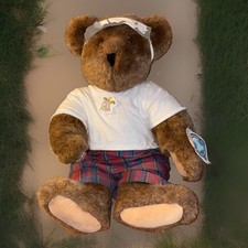 Vintage 1993 Rare 20in Jointed Vermont Teddy Bear Golfer with Original Hangtags
