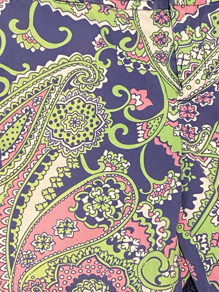 Bermuda Vintage Lilly Pulitzer Azul Paisley Tamanho 2 100% Algodão - Imagem 2 de 4