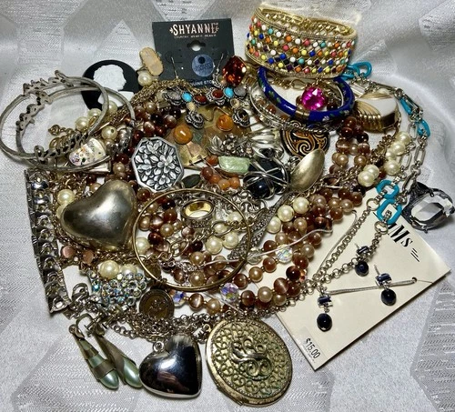 Large Mixed Costume & Vintage Jewelry  Lot - Wearable, Craft, Repair - 4 Pounds