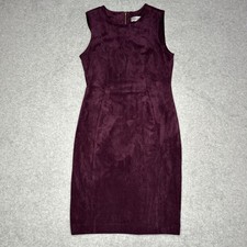 Calvin Klein Faux Suede Sleeveless Sheath Dress Size 6 Aubergine Purple