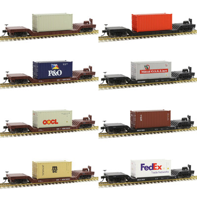 1 Set Spur H0 1:87 Niederfluriger Mittelwagen Flachwagen Mit 20ft Container