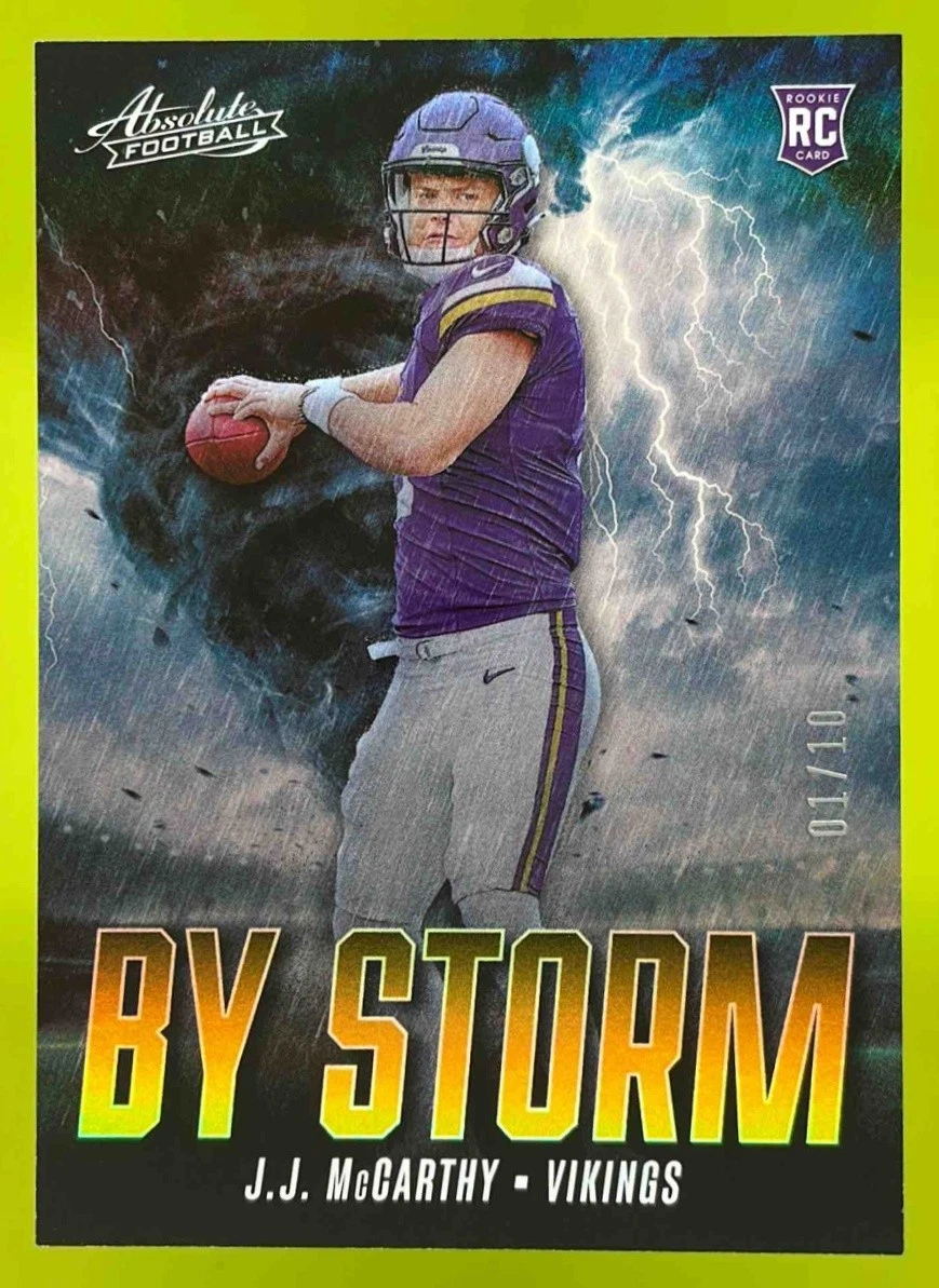 JJ McCarthy Panini Absolute By Storm #BSJMY Gold Spectrum