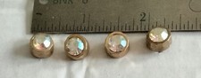 4 Vintage Faceted Aurora Borealis Rhinestone Shank Buttons Gold Tone Dressmaker
