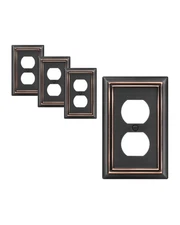 DEWENWILS 4-Pack Duplex Metal Wall Plate Outlet Cover Receptacle Light Switch Br