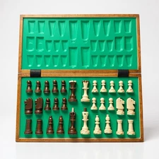 Wegiel Handmade Junior European Chess Set - Wooden 16x16 New in Original Box  