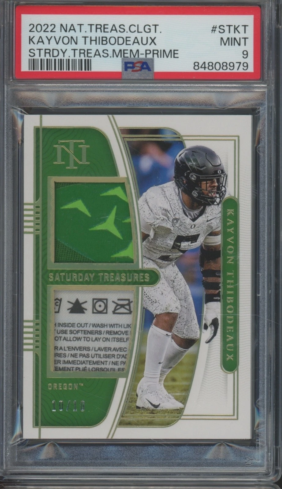 Kayvon Thibodeaux Panini National Treasures Collegiate Saturday Treasures Memorabilia #STKT Prime