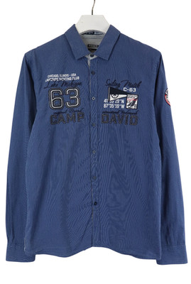 CAMP DAVID Regular Fit Shirt Mens M/L Long Sleeve Collared Blue Button Up