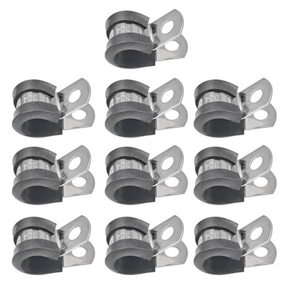 10PCS 5/8'' Stainless Steel Cable Clamps Rubber Cushioned Hose Wire Line Clamp