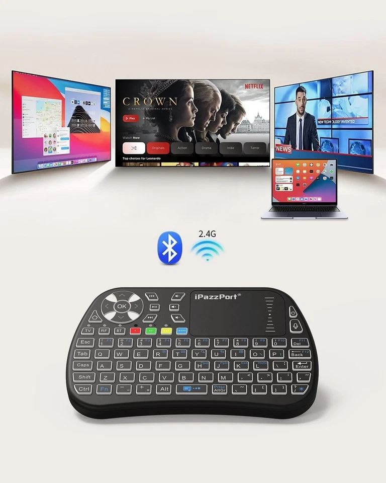 iPazzPort: 2.4G/Bluetooth mini keyboard with touchpad, IR learning, RGB backlit - Image 3 of 4