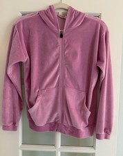 Zella Girl Size 10-12 Pink Full Zip Velour Hoodie EUC