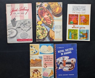 Lot 5 Vintage Cook Booklets Frenches Dry Milk Royal Wheat Germ Claudette Colbert
