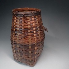 Japanischer Bambus Blumenkorb zum Aufh&auml;ngen Hanakago Chado Vintage Braun