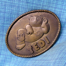 TEDI Bear Belt Buckle Name Mechanic Handyman Craftsman Plumber Vtg 70s RJ.GMP935