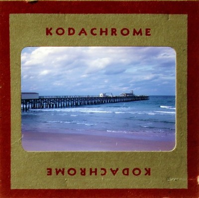 35mm Red Border Slide - Florida Wooden Pier & Beach - Early 1949 RARE